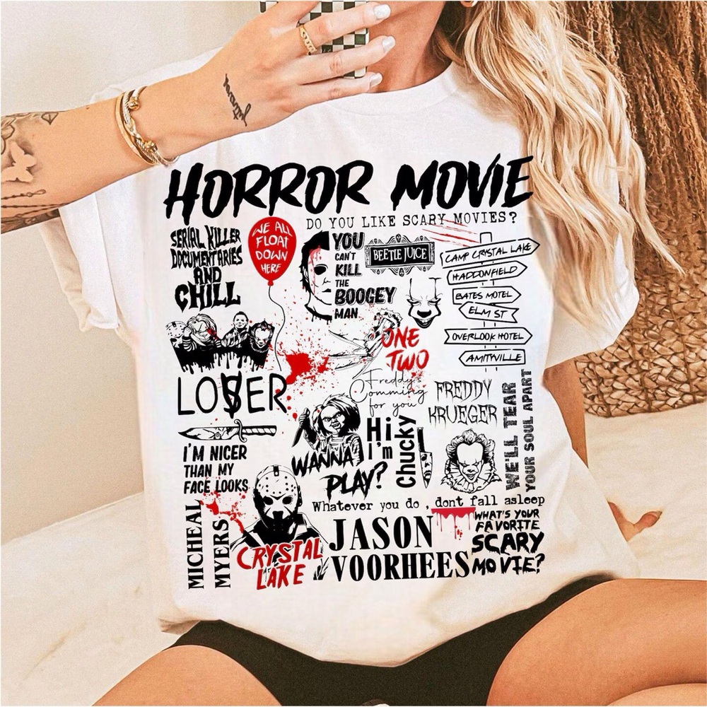 Horror Movie Graphic Tee - White